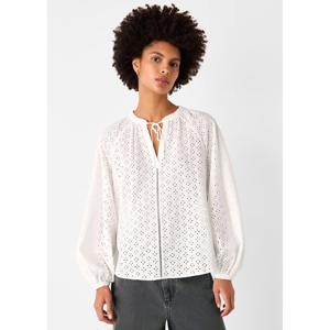 Whistles White Broderie V Neck Blouse